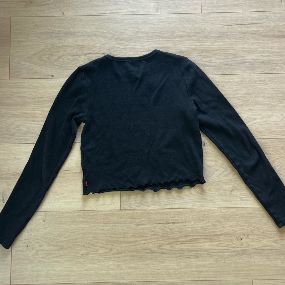 Dickies Black Long Sleeve Cropped Shirt - Picture 3 of 3